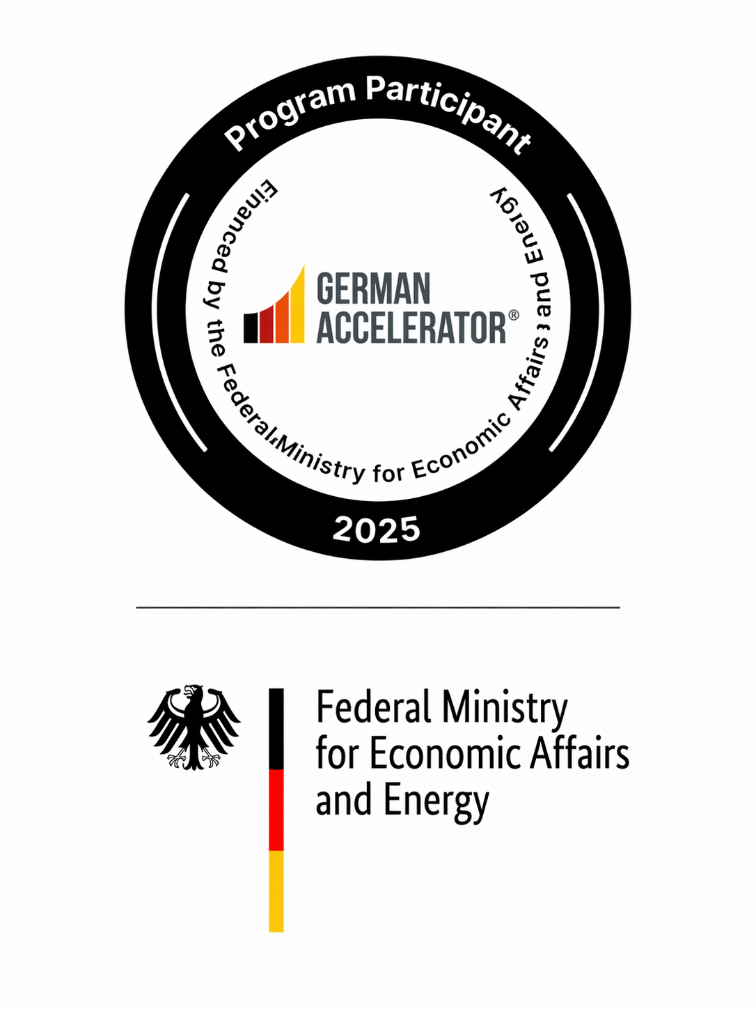 German Accelerator 2025 Programm Teilnahme von UNE Foods, gef&ouml;rdert durch das Bundesministerium f&uuml;r Wirtschaft und Energie