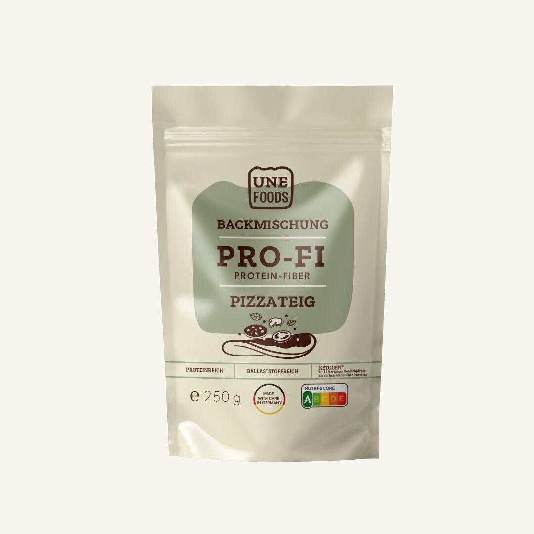 UNE Foods PROFI Backmischung Pizzateig in 250 g Packung proteinreich Lower Carb