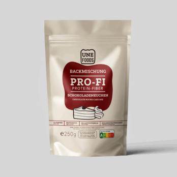 PRO-FI Backmischung für glutenfreien Schokokuchen – high protein, ballaststoffreich, zuckerfrei & kohlenhydratreduziert.