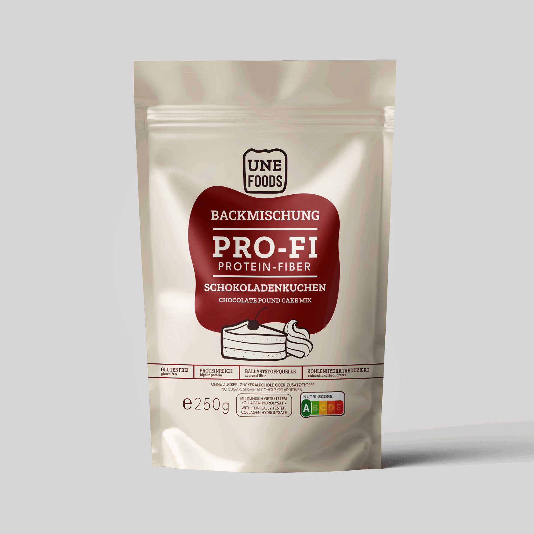 PRO-FI Backmischung für glutenfreien Schokokuchen – high protein, ballaststoffreich, zuckerfrei & kohlenhydratreduziert.