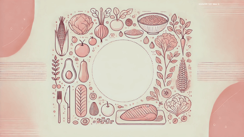 Illustration von Makronährstoffen – Proteine, Kohlenhydrate und Fette, die die Basis einer ausgewogenen Ernährung bilden. UNE FOODS