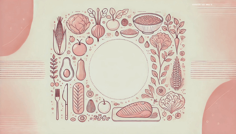 Illustration von Makron&auml;hrstoffen &ndash; Proteine, Kohlenhydrate und Fette, die die Basis einer ausgewogenen Ern&auml;hrung bilden. UNE FOODS