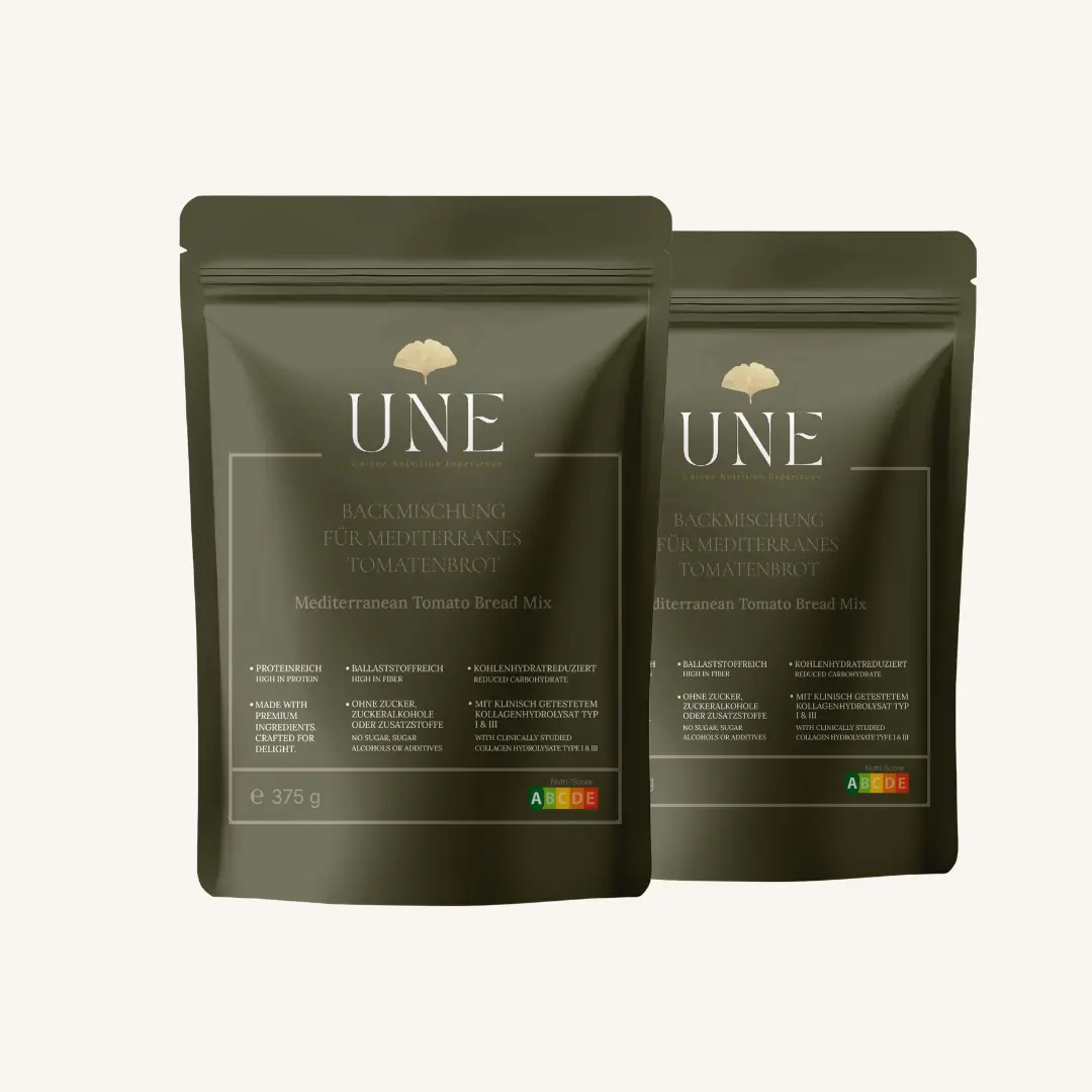 Backmischung für mediterranes Tomatenbrot von UNE, proteinreich, low carb und ballaststoffreich