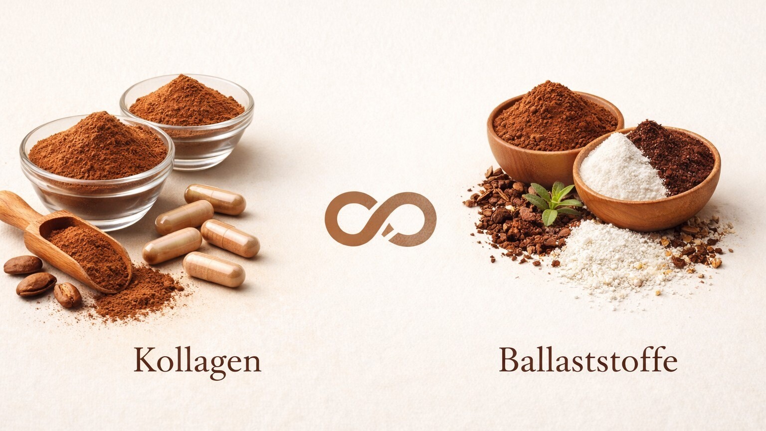 Kollagen und Ballaststoffe Kombination aus Kakaofasern und Inulin UNE Foods